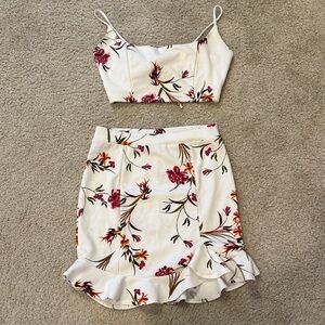 Lucy in the Sky White Floral Skirt Set